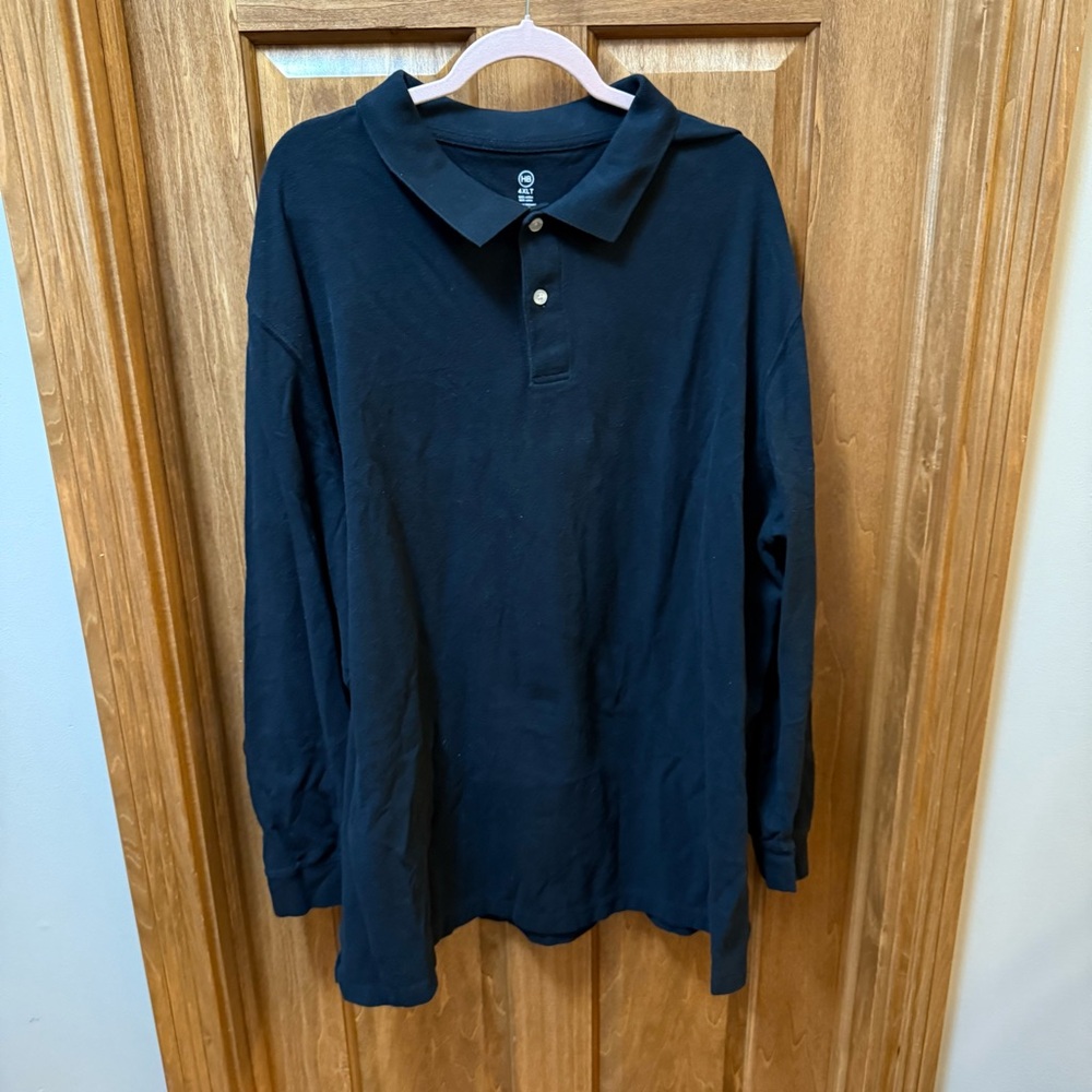 Men’s Harbor Bay Navy Long Sleeve Polo 4XLT